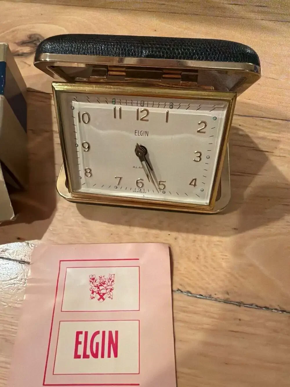 Vintage Elgin Luminous Travel Alarm Clock No. 8930 with Original Box and Manual‎